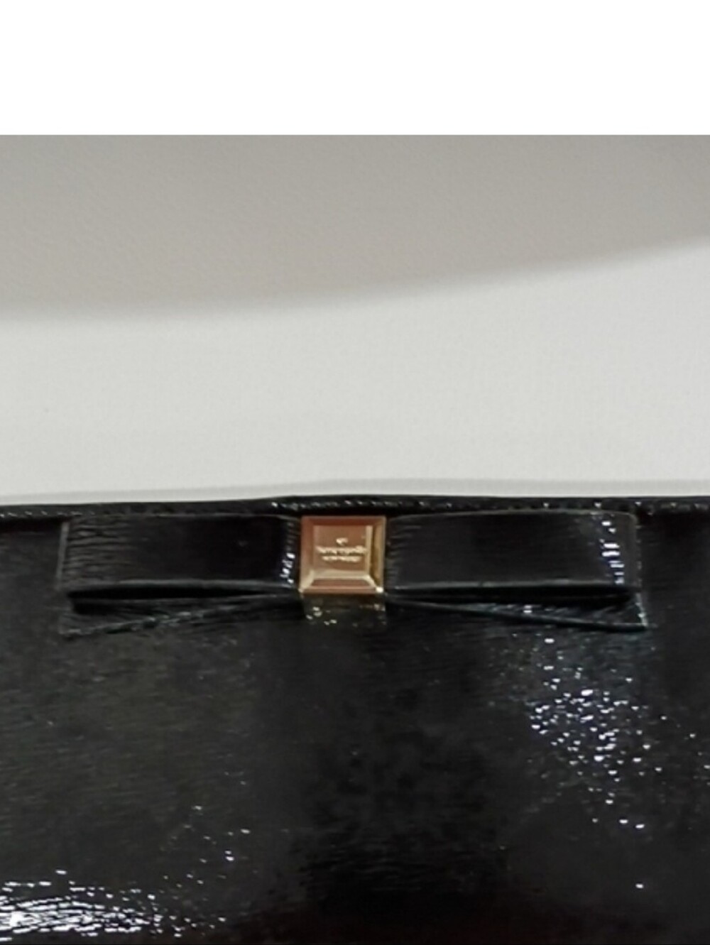 Black Patent Bow Clutch Wallet - Brand Unknown